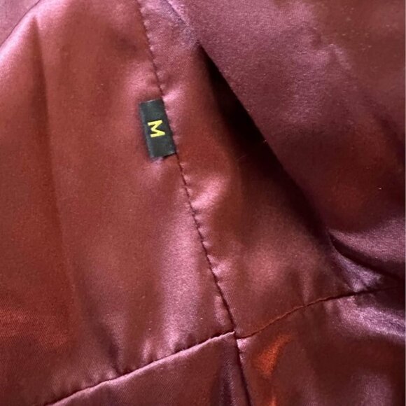 Women’s Vintage Y2K 2000’s Red Leather Jacket with Real Rabbit Fur Trim and Hood - Picture 3 of 4